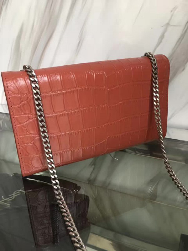 Y51 monogram kate silver tassel in embossed crocodile shiny leather 5046  24cm x 14.5cm x 5.5cm