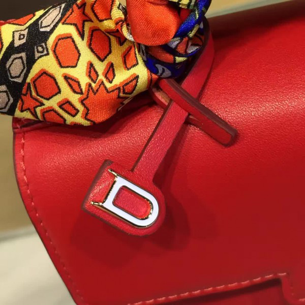 Delvaux calfskin mini tempete satchel red 1460 21cm x 8cm x 16 cm