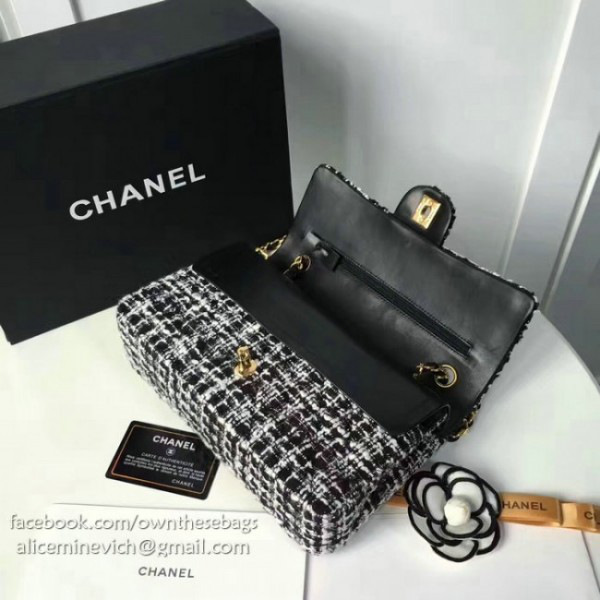 Ch**el tweed flap shoulder bag gold