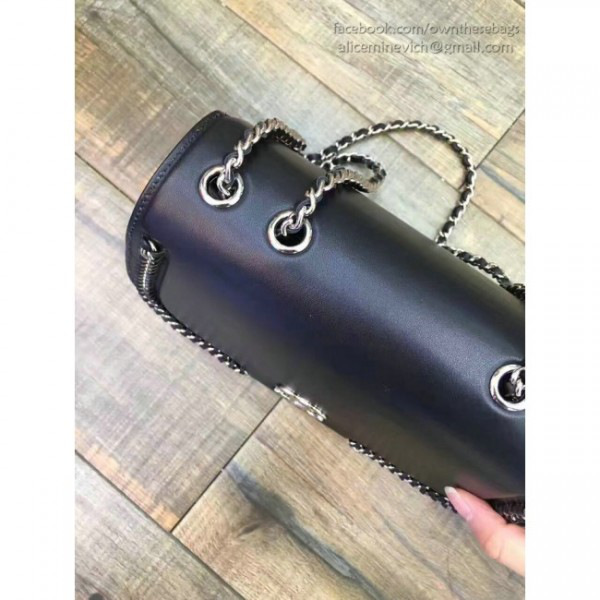 Ch**el calflskin flap bag black