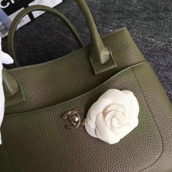 Ch**el calfskin large shopping bag green