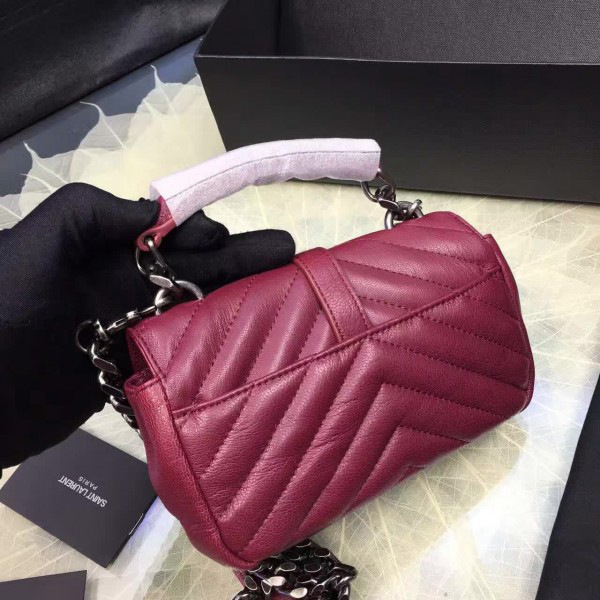Y51 quilted monogram college wine red 5064 18cm x 11cm x 5cm