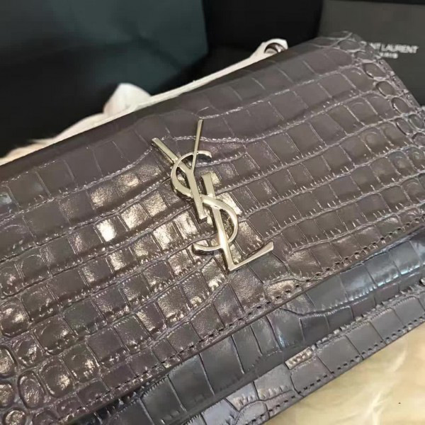 Y51 sunset chain wallet in crocodile embossed shiny leather 4829 17cm x 13cm x 7cm