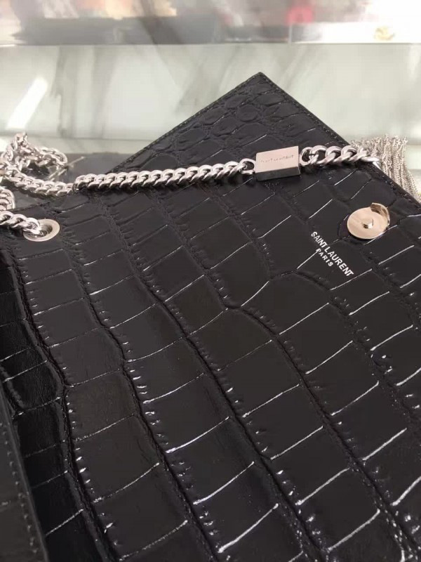 Y51 monogram kate sliver tassel in embossed cocodile shiny leather 5033 24cm x 14.5cm x 5.5cm