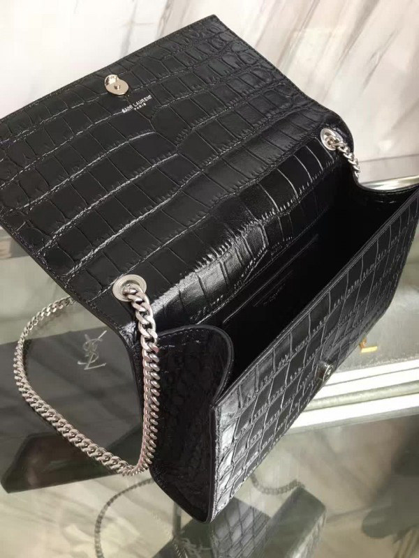 Y51 monogram kate sliver tassel in embossed cocodile shiny leather 5033 24cm x 14.5cm x 5.5cm