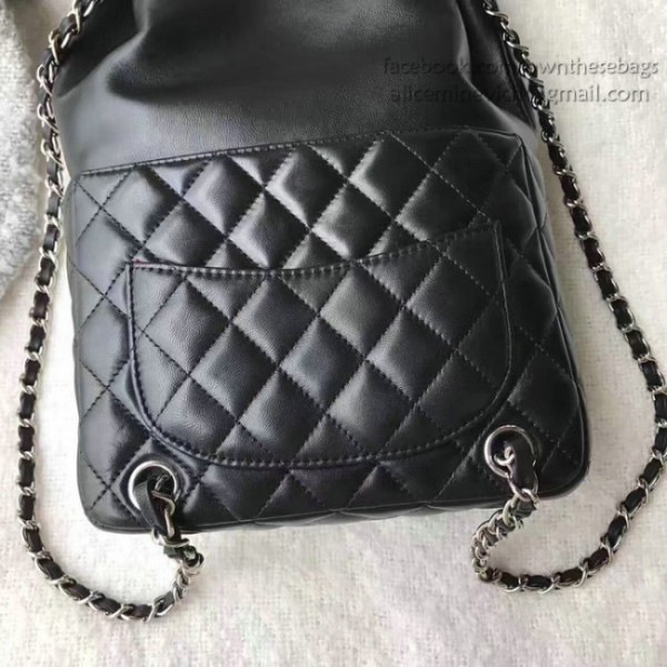 Ch**el large lambskin drawstring backpack in seoul bag black  010402 vs07736