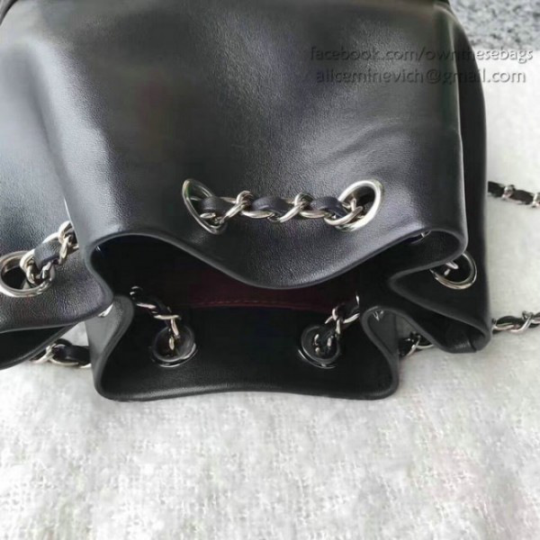 Ch**el large lambskin drawstring backpack in seoul bag black  010402 vs07736