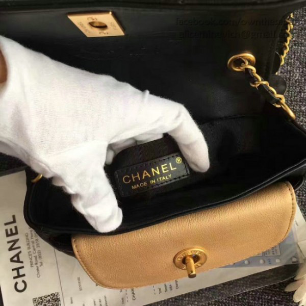 Ch**el calfskin camellia waist chain bag black a91830