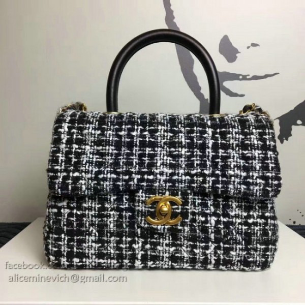Ch**el tweed top handle bag a13042
