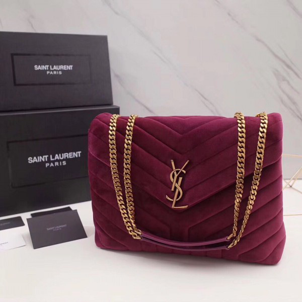 Y51 loulou monogram quilted velvet shoulder bag large 4801 30cm*20cm*10cm