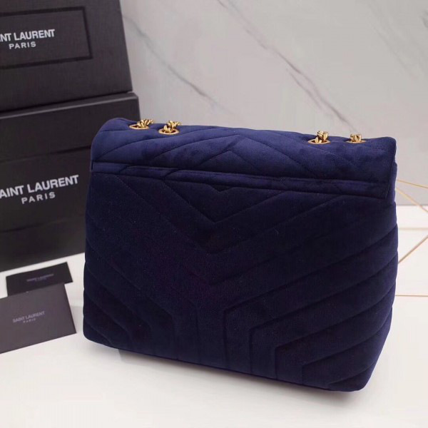 Y51 loulou monogram quilted velvet shoulder bag large blue 481 30cm*20cm*10cm