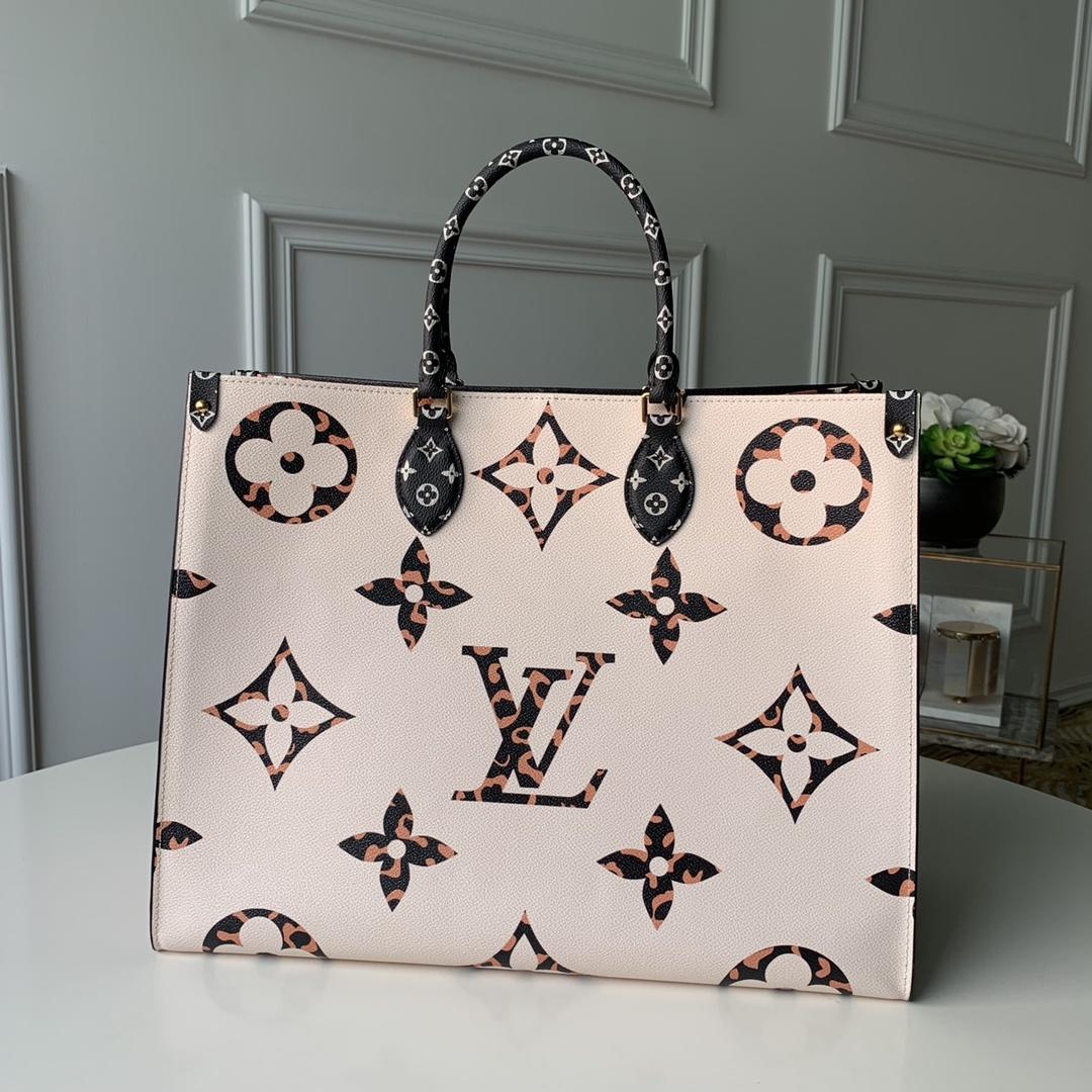Lv monogram giant on the go tote bag black and white 41 cm