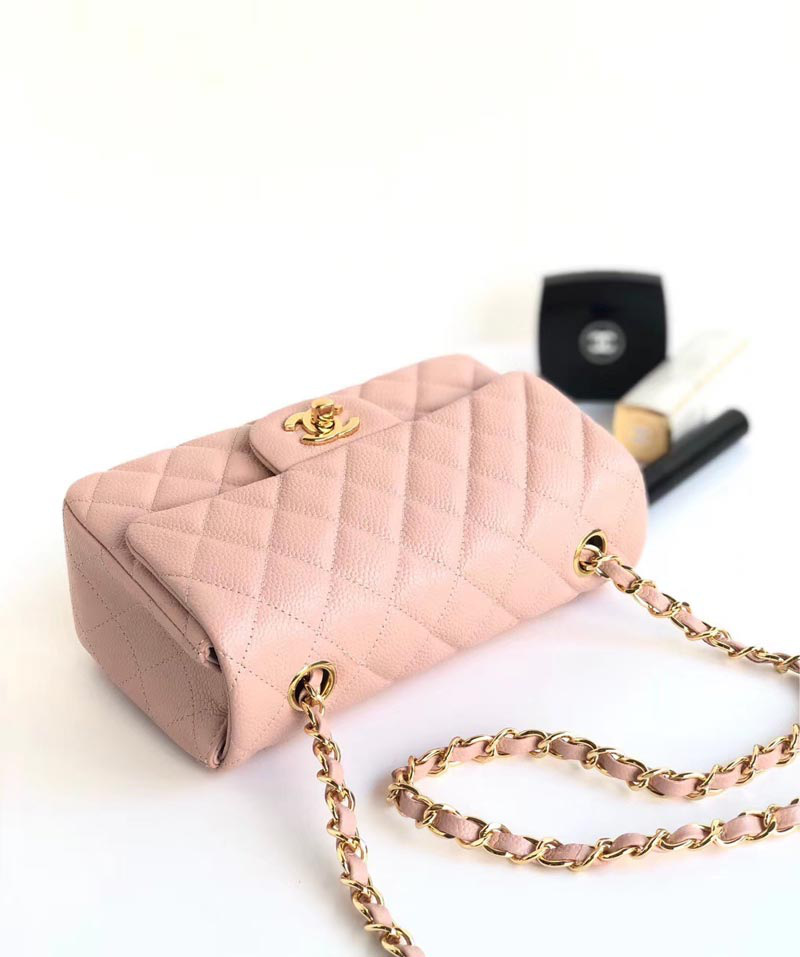 Ch**el classic flap bag caviar leather sliver&gold chain 20cm