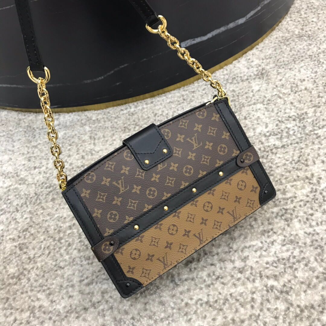 LV trunk clutch canvas printing handbag 20.0cm x 12.0 cmx 5.5 cm