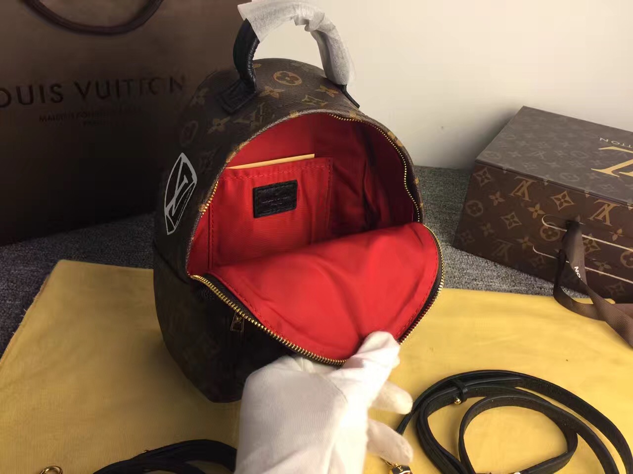 Lv palm springs backpack mini world tour monogram reverse canvas 15cm x 9cm x 22cm