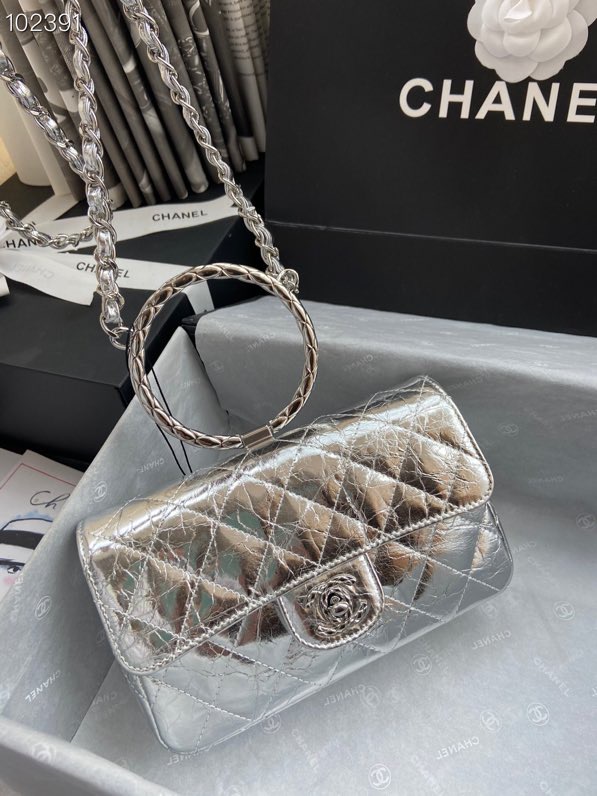Ch**el handbag silver 18 x 5 x 11cm