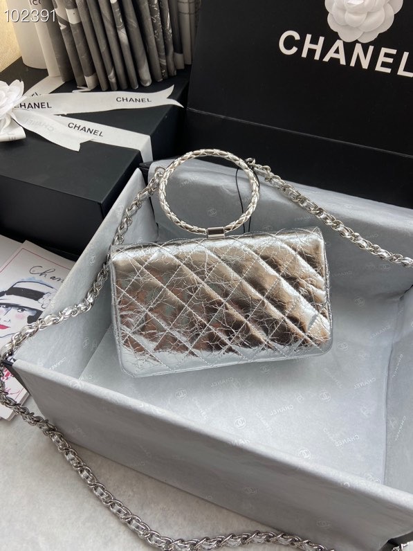 Ch**el handbag silver 18 x 5 x 11cm