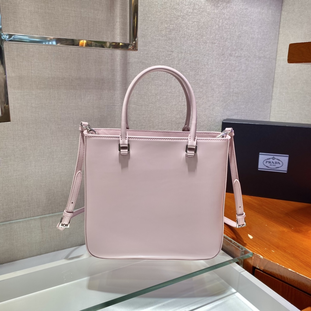 Pra*a  brushed leather tote bag flamingo pink 1ba330 24 x 22 x 6 cm