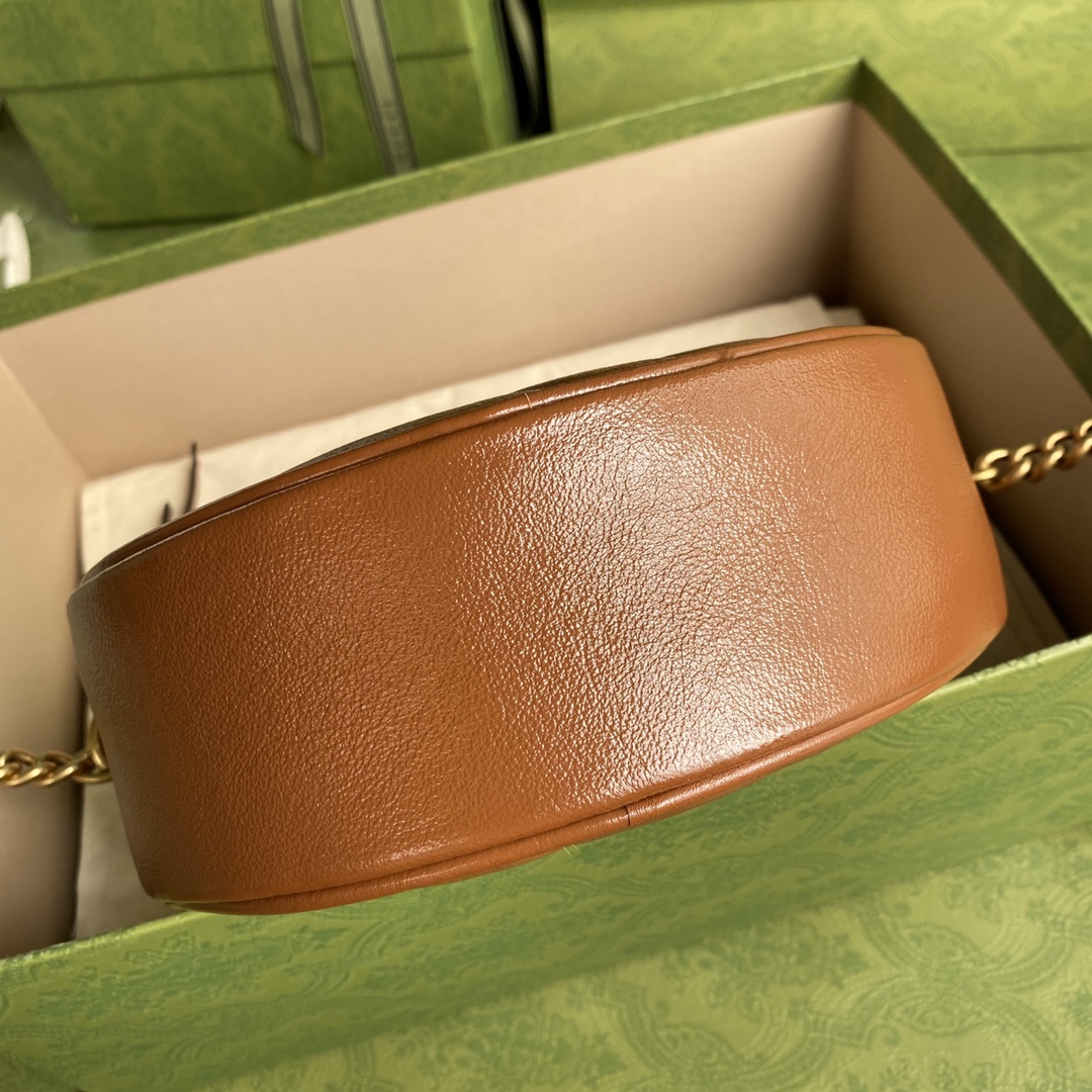 Gvc*1 marmont mini round shoulder bag brown 550154 18.5 x 18.5 x 4.5 cm