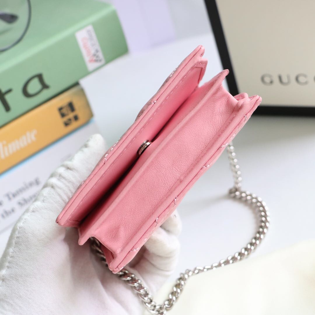 Gvc*1 gg marmont card case wallet pink pastel 625693 11 x 8.5 x 3 cm