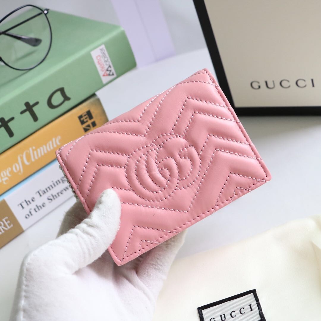 Gvc*1 gg marmont card case wallet pink pastel 625693 11 x 8.5 x 3 cm