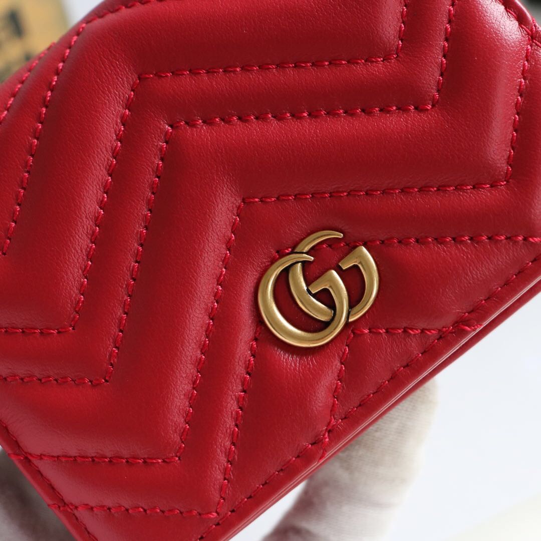 Gvc*1 gg marmont card case wallet red 625693 11 x 8.5 x 3 cm