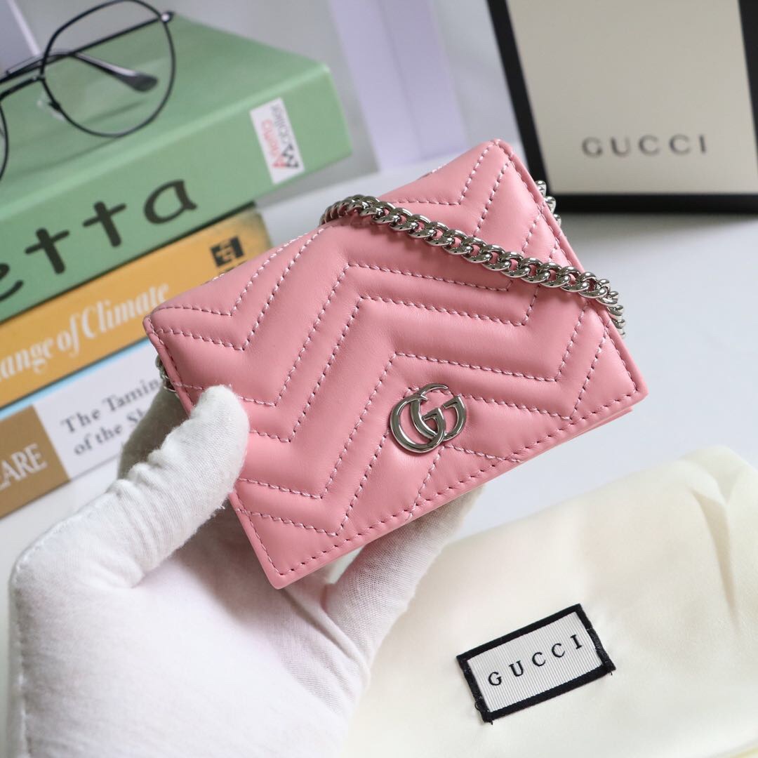 Gvc*1 gg marmont card case wallet pink pastel 625693 11 x 8.5 x 3 cm