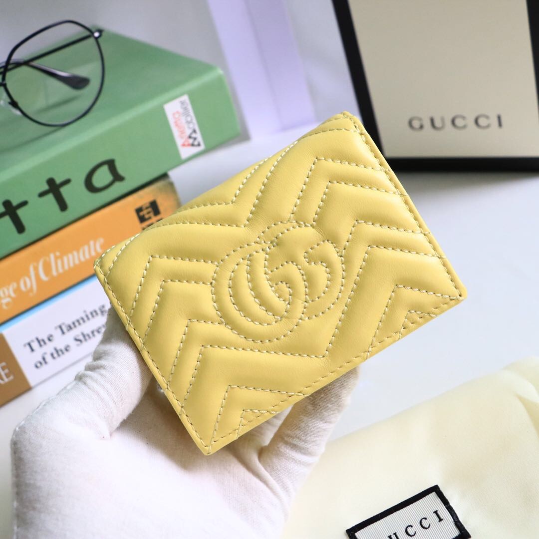 Gvc*1 gg marmont card case wallet yellow pastel 625693 11 x 8.5 x 3 cm