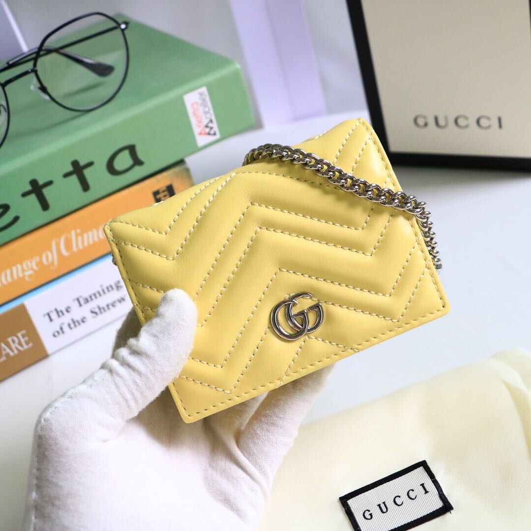 Gvc*1 gg marmont card case wallet yellow pastel 625693 11 x 8.5 x 3 cm