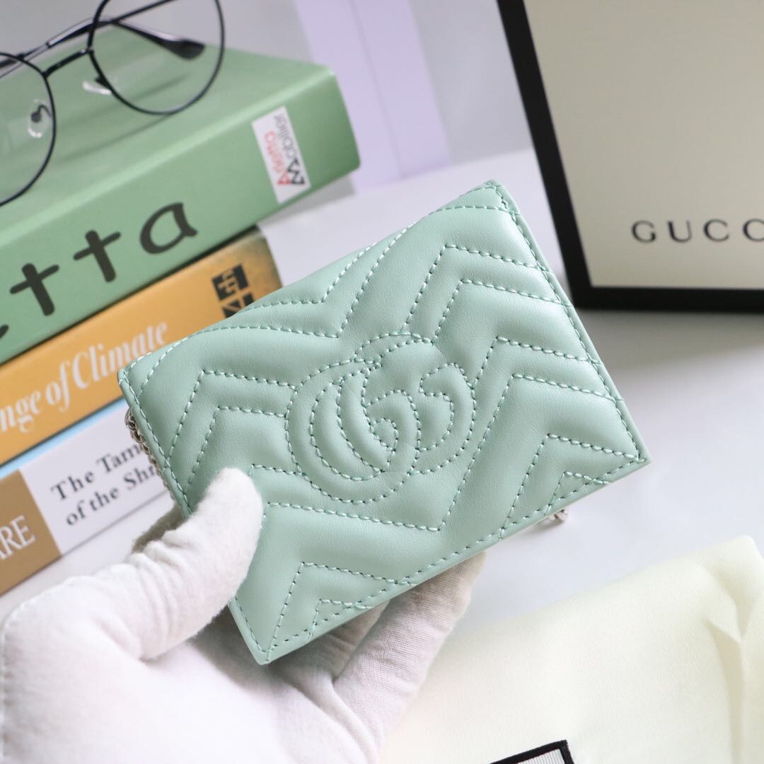 Gvc*1 gg marmont card case wallet light green pastel 625693 11 x 8.5 x 3 cm