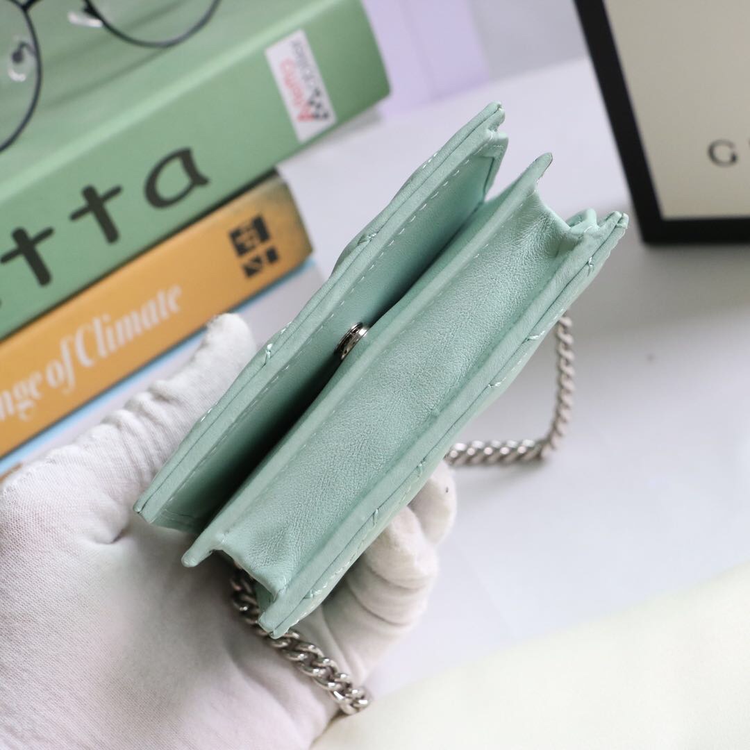 Gvc*1 gg marmont card case wallet light green pastel 625693 11 x 8.5 x 3 cm