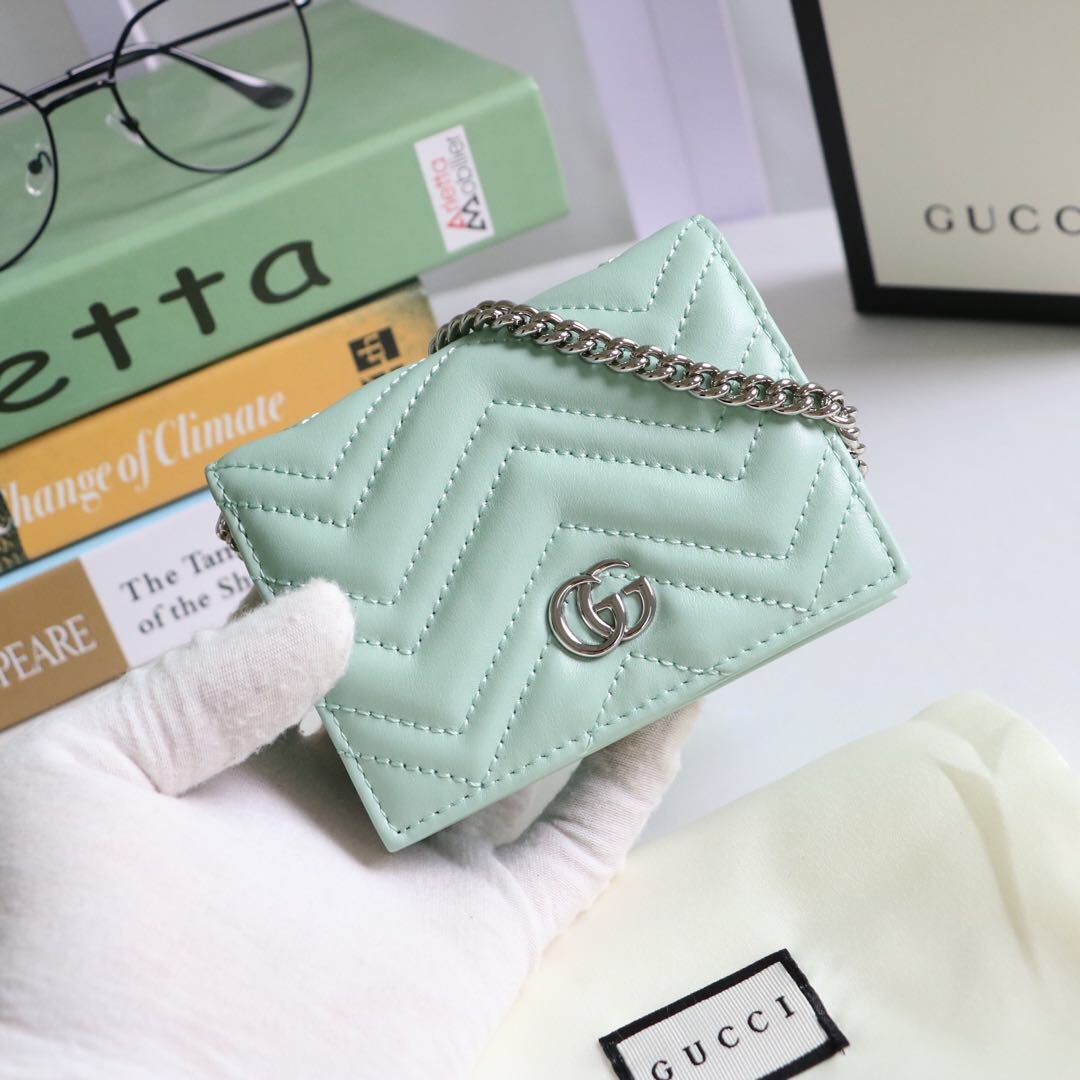 Gvc*1 gg marmont card case wallet light green pastel 625693 11 x 8.5 x 3 cm