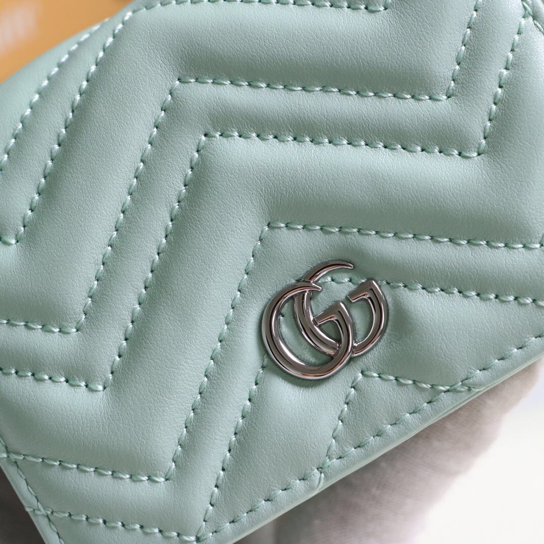 Gvc*1 gg marmont card case wallet light green pastel 625693 11 x 8.5 x 3 cm