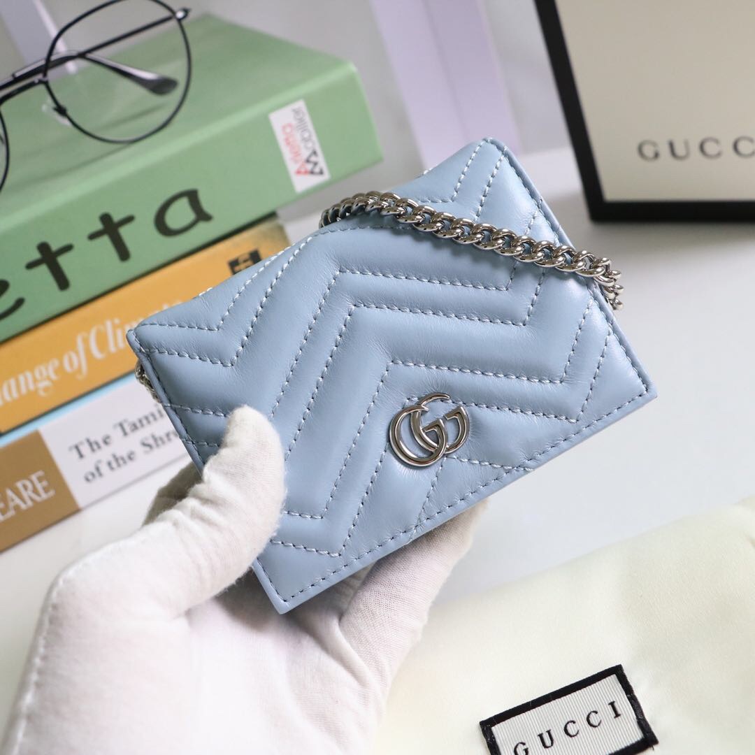 Gvc*1 gg marmont card case wallet light blue pastel 625693 11 x 8.5 x 3 cm