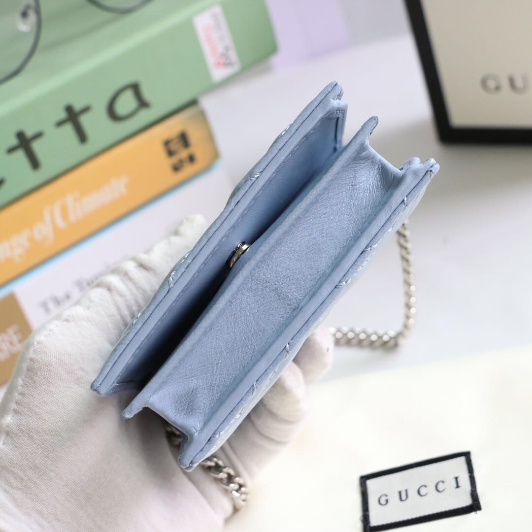 Gvc*1 gg marmont card case wallet light blue pastel 625693 11 x 8.5 x 3 cm