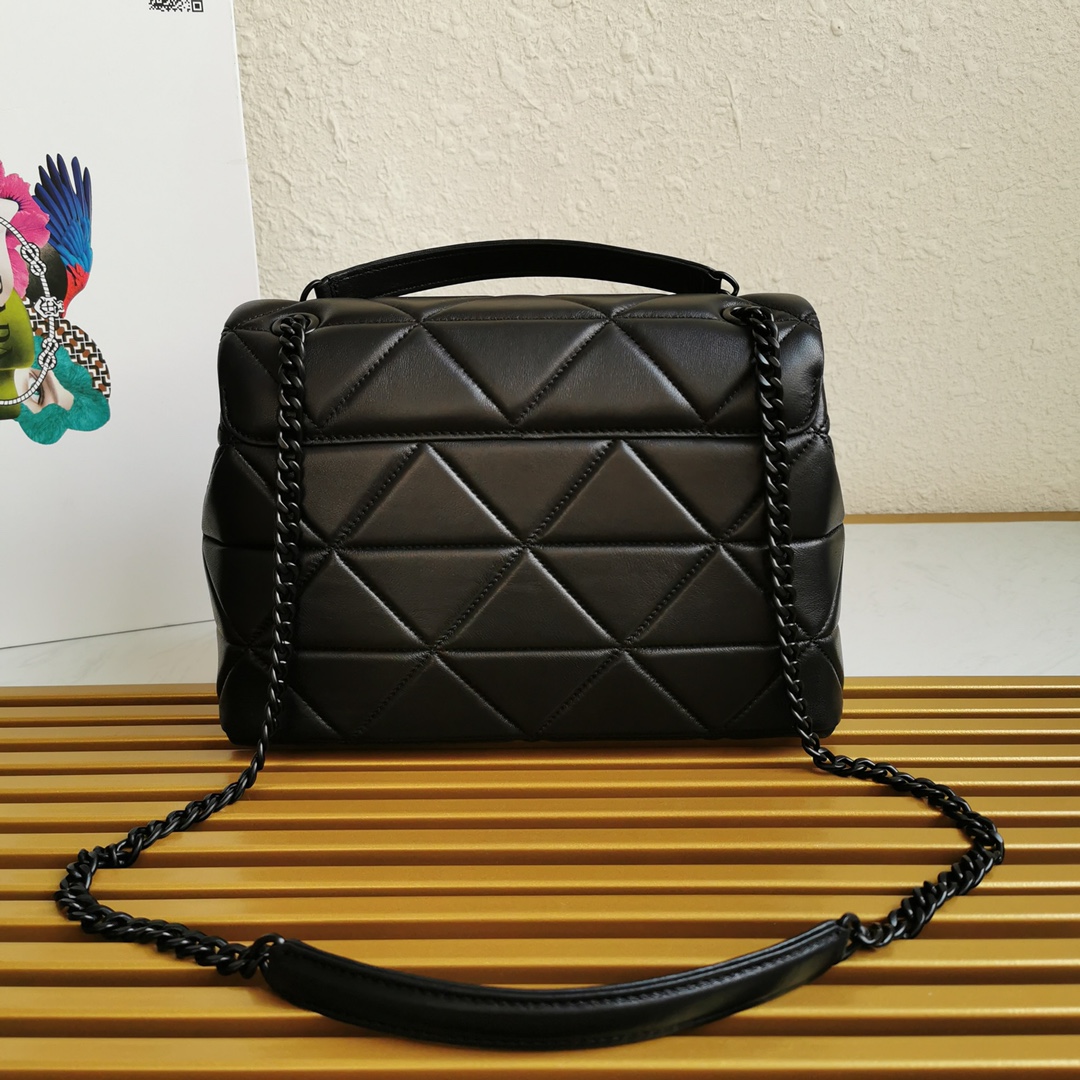 Pra*a large nappa leather Pra*a spectrum bag black 1bd231 27 × 18.5 × 9 cm