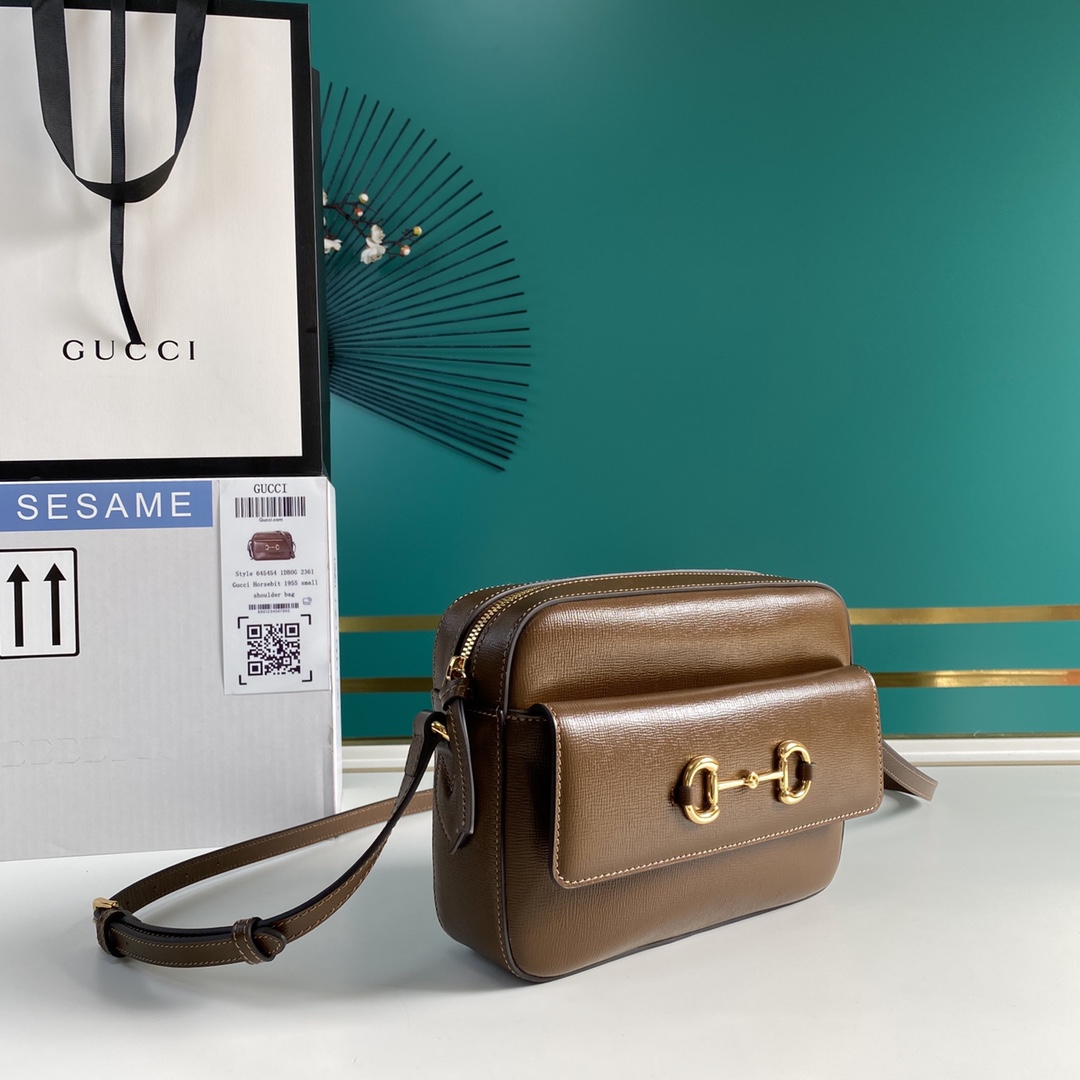Gvc*1 horsebit 1955 small shoulder bag white leather 645454 22.5 x 17 x 6.5 cm