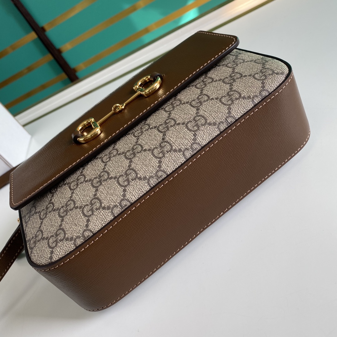 Gvc*1 horsebit 1955 small shoulder bag beige and ebony 645454 22.5 x 17 x 6.5 cm