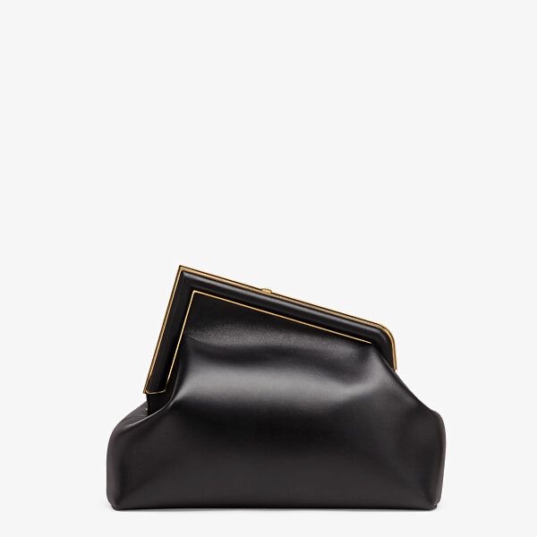 F**di first medium black leather bag 8bp127abve 32 × 23 × 15 cm