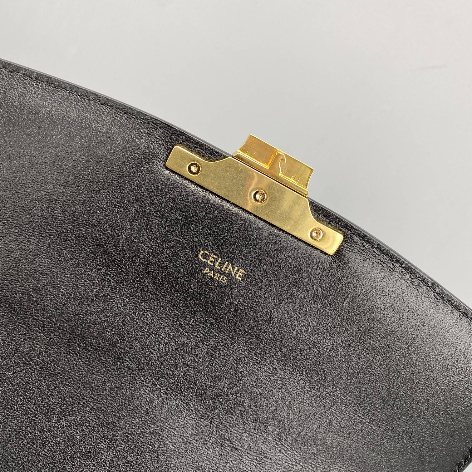Ce1i*e medium triomphe bag in textile with triomphe embroidery and calfskin black 191242 22 x 16 x 7 cm