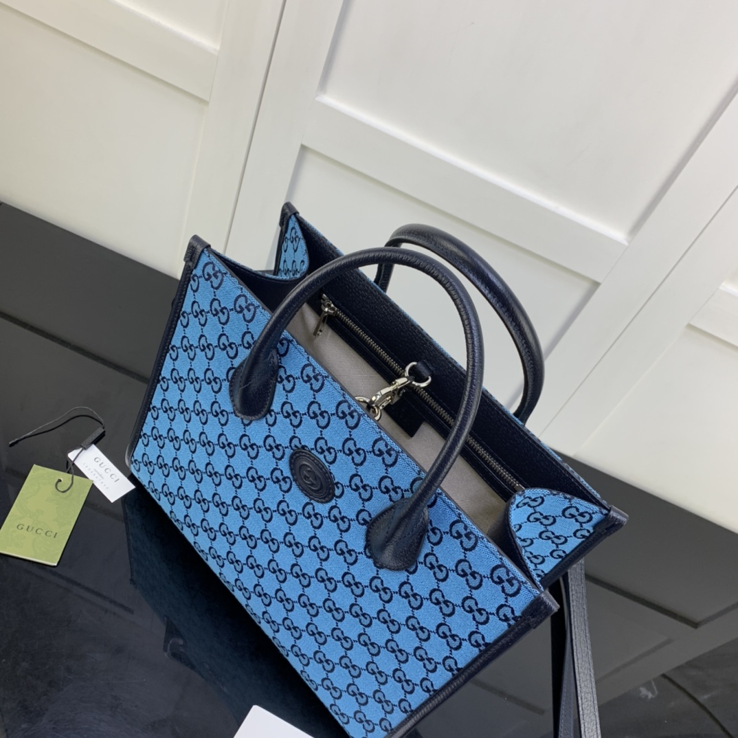 Gvc*1 gg small tote bag blue svp*me canvas 659983 31 x 26.5 x 14 cm