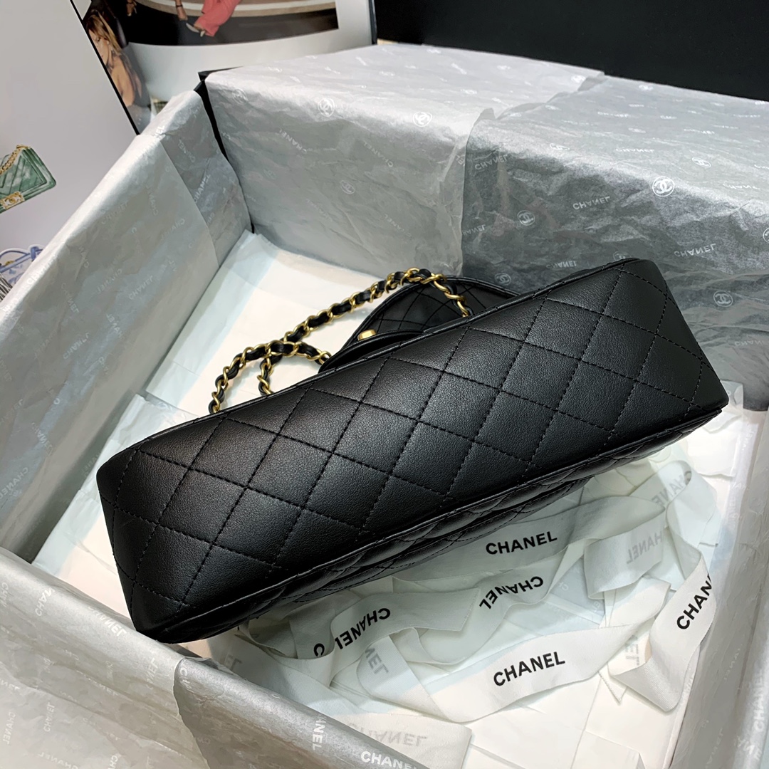 Ch**el small strap into strap bag black as2229 25 x 8 x 15 cm