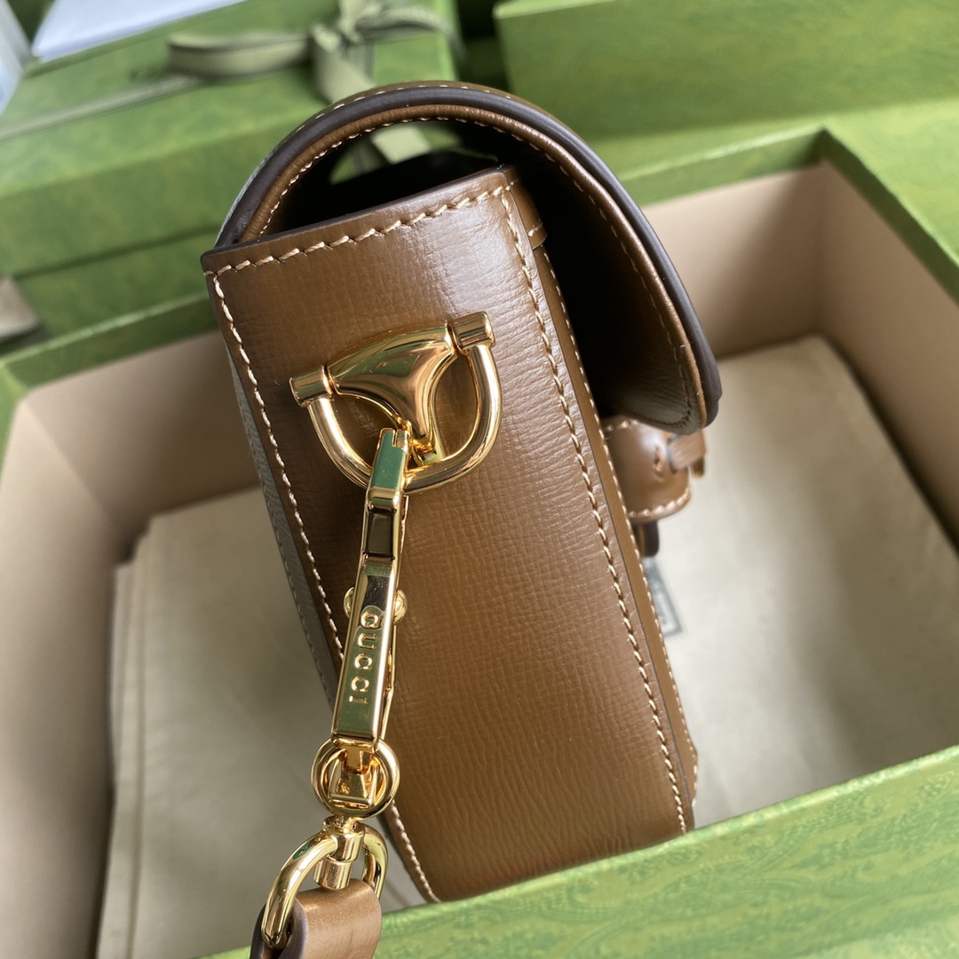 Gvc*1 mini horsebit 1955 bag gg svp*me canvas beige and brown 658574 20.5 x 14 x 5 cm
