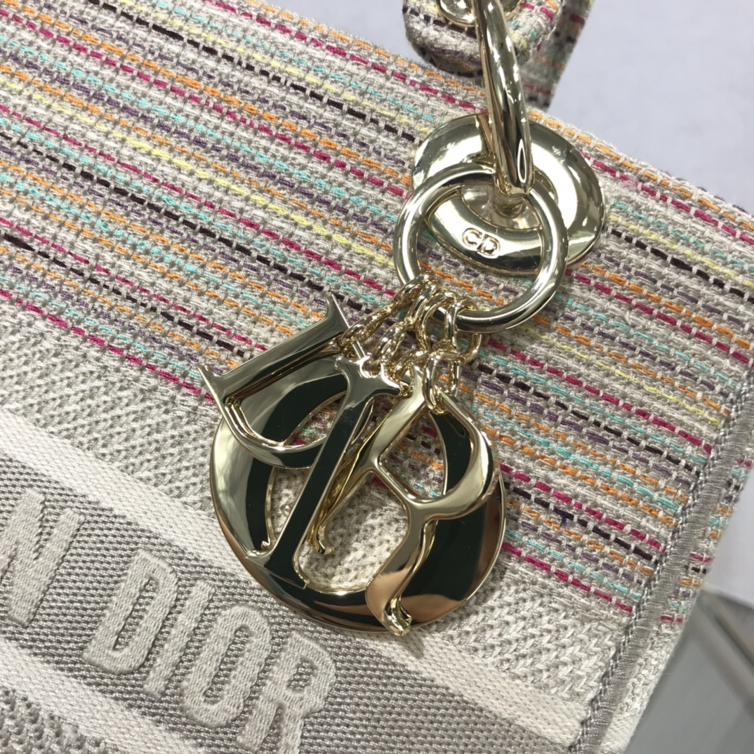 D10r medium lady d-lite bag multicolor stripes embroidery m0565 24 x 20 x 11 cm