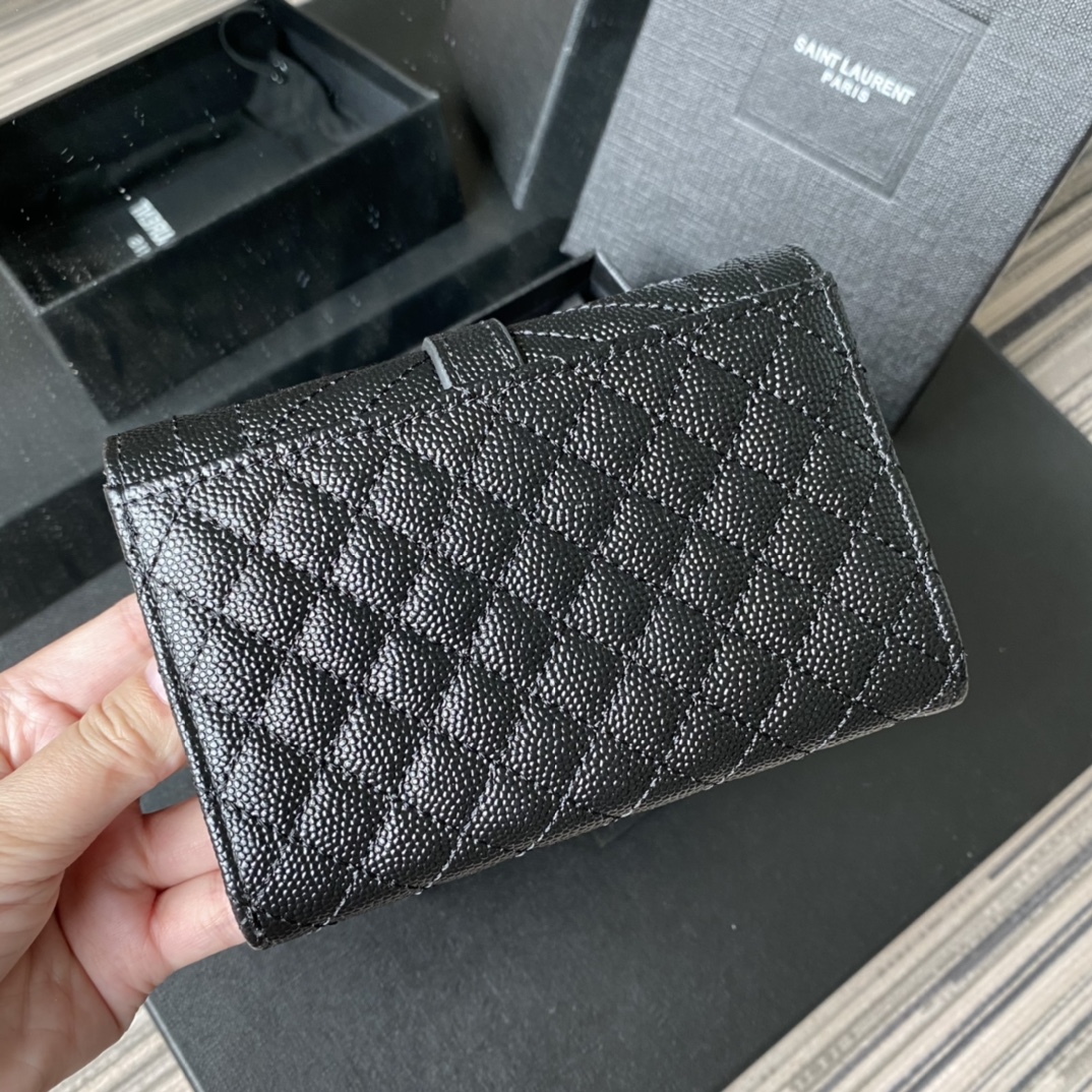 Y51 small monogram envelope wallet in mix matelassÉ grain de poudre embossed leather black metal 651026 13.5 x 9.5 x 3 cm