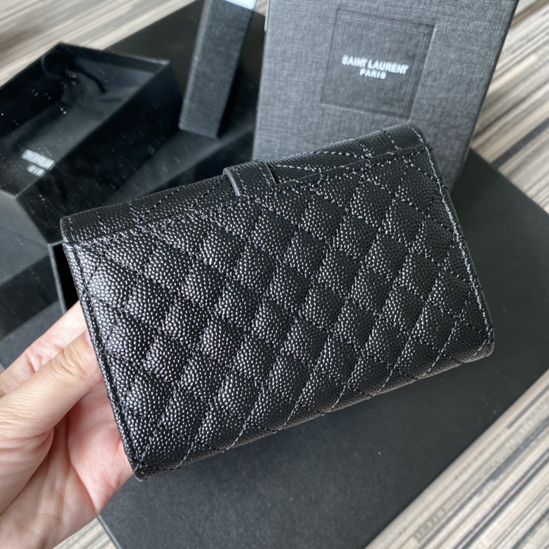 Y51 small monogram envelope wallet in mix matelassÉ grain de poudre embossed leather black 651026 13.5 x 9.5 x 3 cm