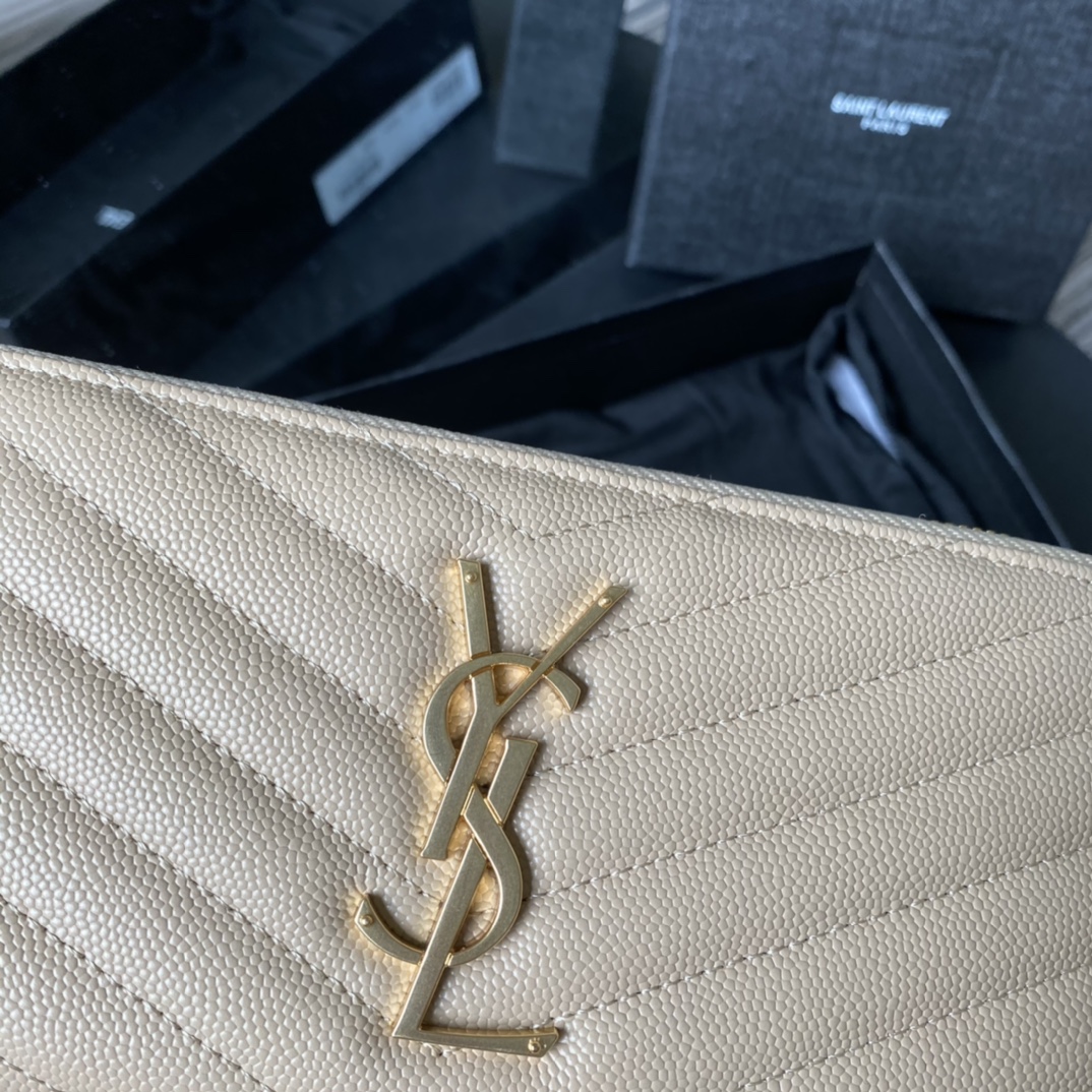 Y51 monogram zip around wallet in grain de poudre embossed leather light beige 358094 19 x 9 cm
