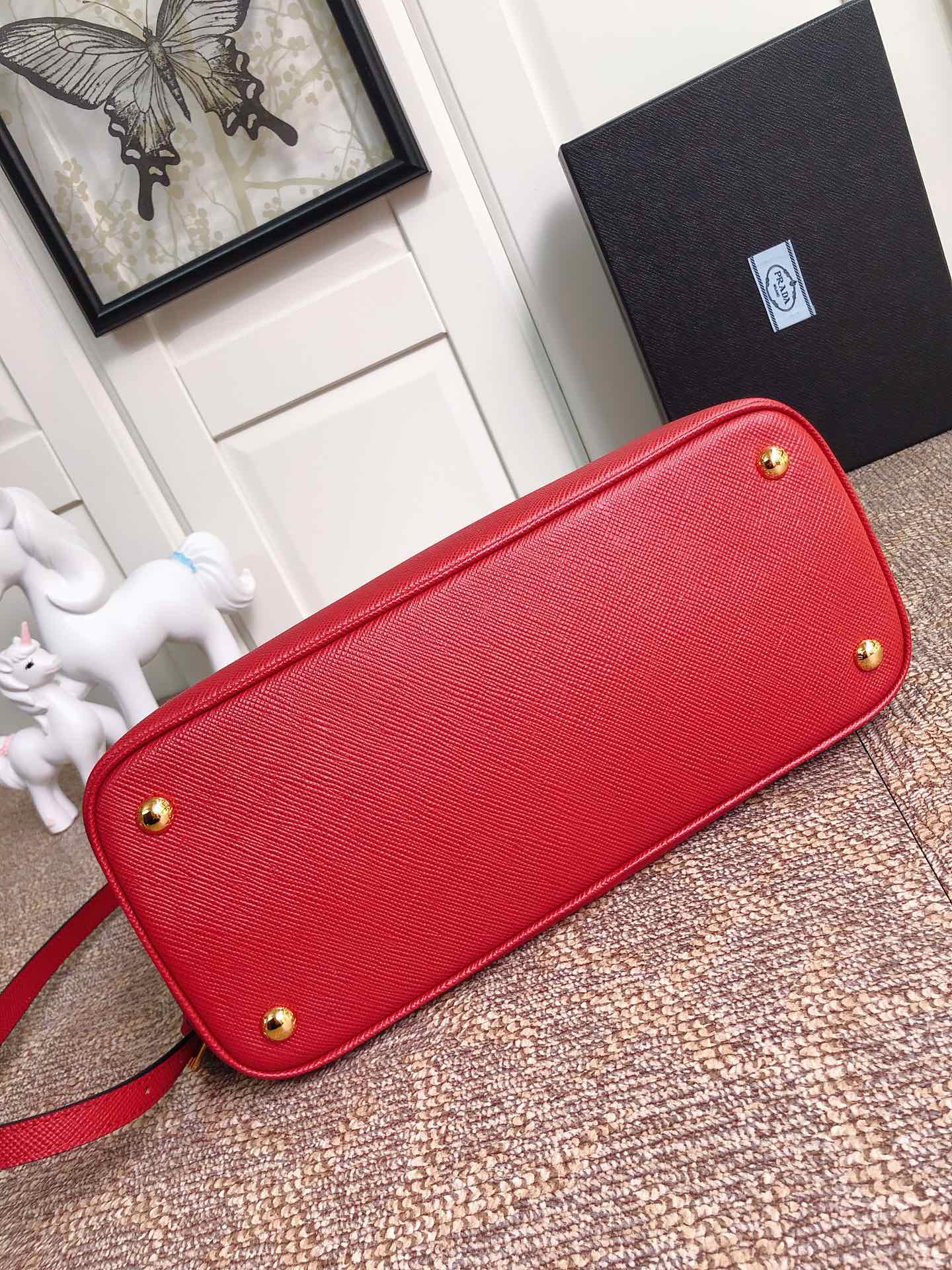 Pra*a medium saffiano leather double Pra*a bag red 1bg775 33 x 24.5 x 14 cm