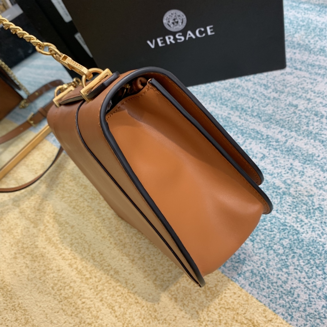 VERSACE VIRTUS Shoulder Bag Caramel DBFG985 24 x 9 x 16.5 cm