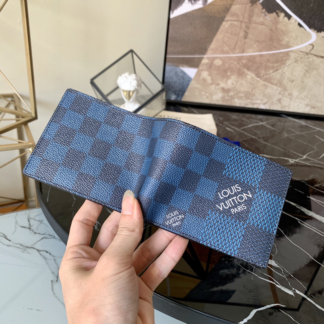 l0vis Vvtt0n multiple wallet damier graphite 3d canvas blue n60434 11.5 x 9 x 1.5 cm